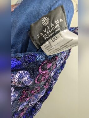 Faviana Purple and Blue Sequin Prom Dress